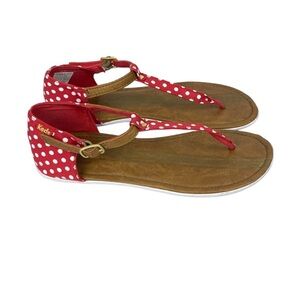 KEDS 'Tealight' T-Strap Polka Dot Ankle High Canvas Sandals, Red/White, Size 8